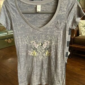 Blue 84 Avila Beach Gray Short Sleeve V-Neck Tee